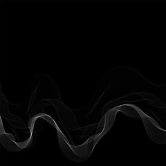 Smoky abstract wave on a black background. Vector design element. If Template for advertisement, banner, brochure, screen saver. Eps 10
