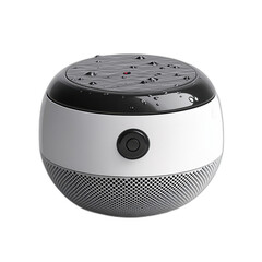 Fototapeta premium Bluetooth speaker with sleek design, volume control buttons, and LED indicator lights, isolated on transparent background.