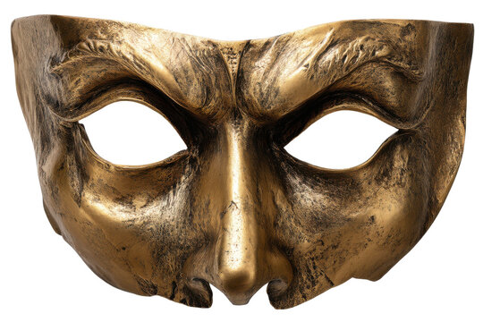 Golden Masked Face isolated on transparent png background