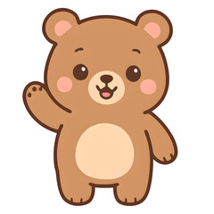Charming Animated Bear: A cute cartoon bear waving hello with a friendly smile, bringing warmth and cheer.