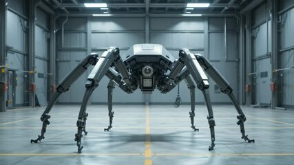 Advanced Hexapod Robot in a Modern Industrial Setting for Futuristic Applications