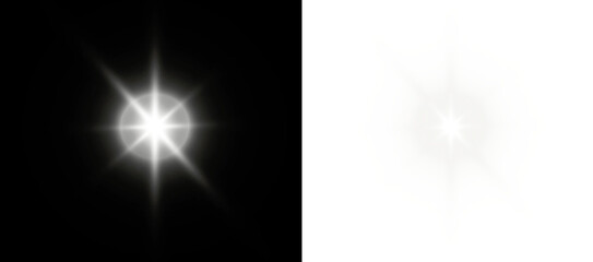 Glowing PNG white light with sparkle beam, star flash and glow.