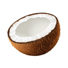 Coconut half section isolated on transparent png background