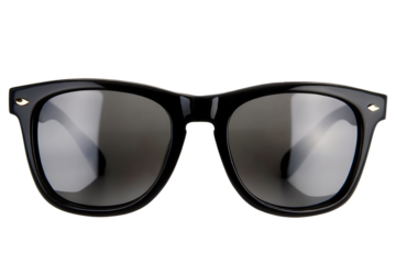 classic black sunglasses front view isolated on white background PNG