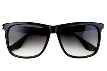 classic black sunglasses front view isolated on white background PNG