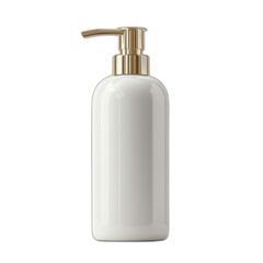 White bottle with gold handle isolated on transparent background.