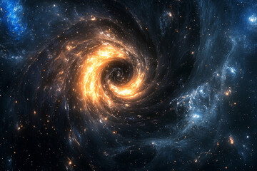 Galactic spiral showcasing vibrant colors and cosmic features in a star-filled universe