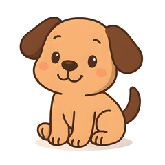 Playful Pup's Portrait: A charming cartoon puppy sits, radiating joy and friendliness, captivating the viewer with its endearing innocence.