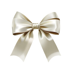 Naklejka premium Elegant cream satin ribbon bow. Perfect for gift wrapping, cards, or decorations.
