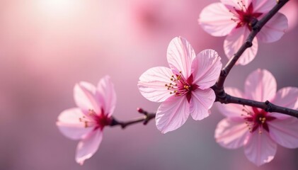 Naklejka premium Delicate pink sakura blossoms, full bloom, soft petals , sakura, graphic, petal