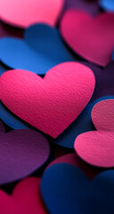 Obraz premium Closeup of Colorful Paper Hearts Background