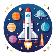 Obraz premium Space shuttle icon isolated on white background