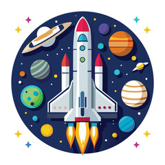 Naklejka premium Space shuttle icon isolated on white background