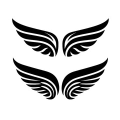 Black And White Vector illustration of Wings