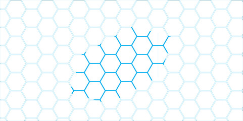 Blue hexagonal pattern with seamless geometric design and texture for a modern 3D technology-inspired background