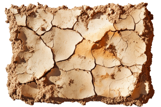 Dried Earth Texture: A Visual Representation of Drought . White background PNG