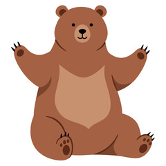 Obraz premium Cute Cartoon Bear with Outstretched Arms and Visible Claws in Playful Pose