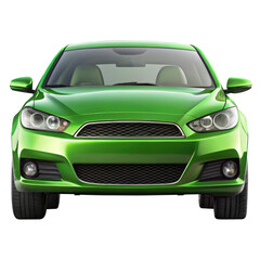 green car isolated on transparent white background, clipping path