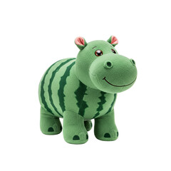 Fototapeta premium Creative watermelon hippo soft toy or plush toy. Conceptual hybrid of fruit and animal form