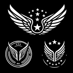 Black And White Vector illustration of Wings