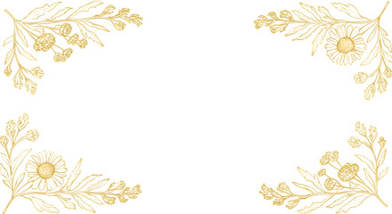 Obraz premium Elegant gold floral frame on black background. Perfect for invitations, cards, or any design needing a touch of luxury.