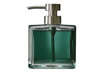 Glass soap dispenser isolated on transparent png background