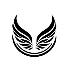 Black And White Vector illustration of Wings