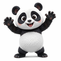 Naklejka premium 3D Cute Funny Happy Cartoon baby Panda Character Looking At Camera Isolated on White Background.