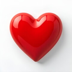 Fototapeta premium Glossy Red Heart Symbol on White Background – Love and Romance Concept.