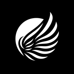 Black And White Vector illustration of Wings