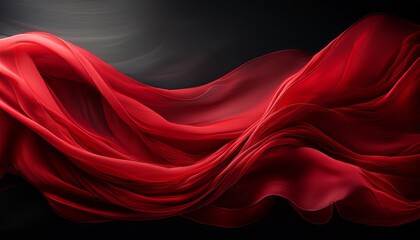 Obraz premium abstract red fabric waving on black background
