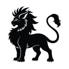 Vector Silhouette of Gajasimha Elephant Lion Hybrid Mythical Creature
