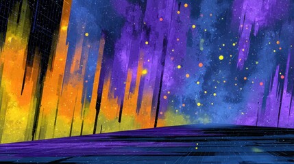 Abstract Digital Art Illustration of Colorful Space Scene with Stars, Galaxy, and Vibrant Colors for Futuristic Design