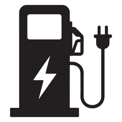 gas pump Vector Black silhouettes, Gas pump and electric charge station icon. with white background