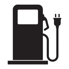 gas pump Vector Black silhouettes, Gas pump and electric charge station icon. with white background