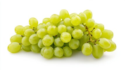 Plump Green Grapes on White Background