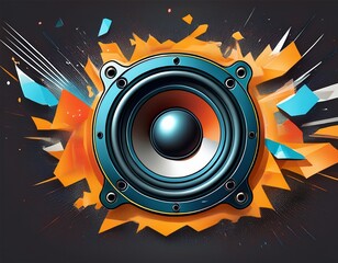 creative audio speaker illustration powerful audio speaker crack flor to which it is attached power of audio system car audio system electronic music music festivals