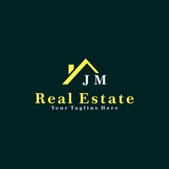 JM Initials Real Estate Logo Vector Art  Icons  and Graphics