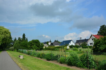 Dorf, Weg, Garten, Natur, Himmel, Sommer