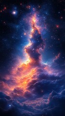 Fototapeta premium Stunning cosmic landscape showcasing vibrant colors and celestial clouds in a vast night sky filled with stars