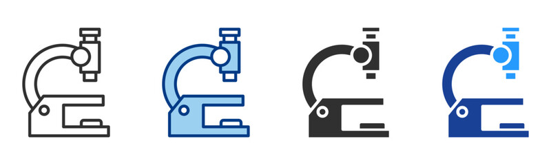 Microscope Icon Multiple Style Vector Collection 