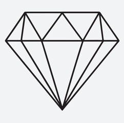 diamond outline silhouette vector art illustration, diamond on white background