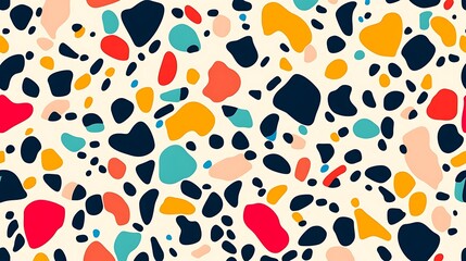 Fototapeta premium Colorful, abstract, irregular shapes create a cheerful pattern.