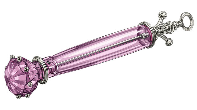 Antique glass sye with silver details is isolated on a white background.