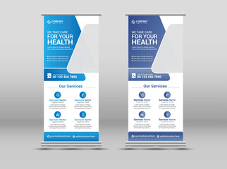 Medical Roll-Up Banner Template – Healthcare & Clinic Standee Design