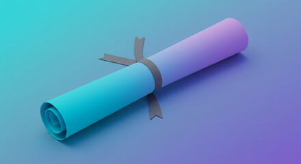 Glow Scroll Document with Ribbon Tie Academic Success in Soft Pastel Colors