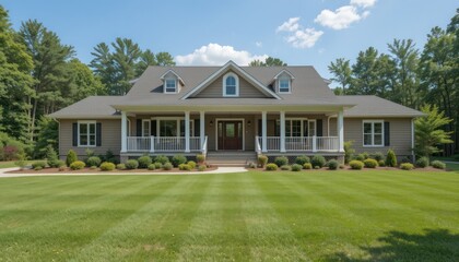 Fototapeta premium Ranch-style house with a spacious front porch