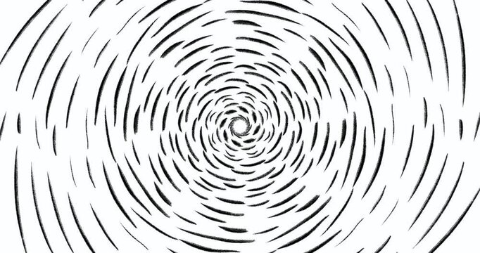 Round frame with white strokes and scratches on a black screen