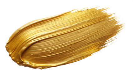 gold paint stroke isolated on white background PNG