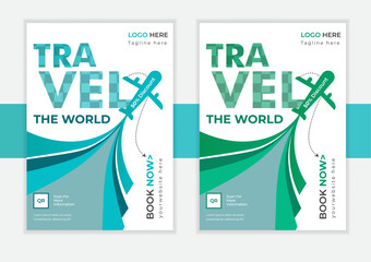 Professional and unique travel flyer template design. modern and clean travel advertising flyer layout design	